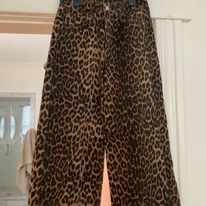 Leopard Print wide leg cropped jeans